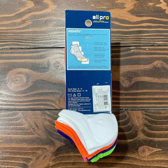 NEW 7Pk 4-10 All Pro by Gold Toe Women's No Show Neon Athletic Socks - Picture 3 of 6